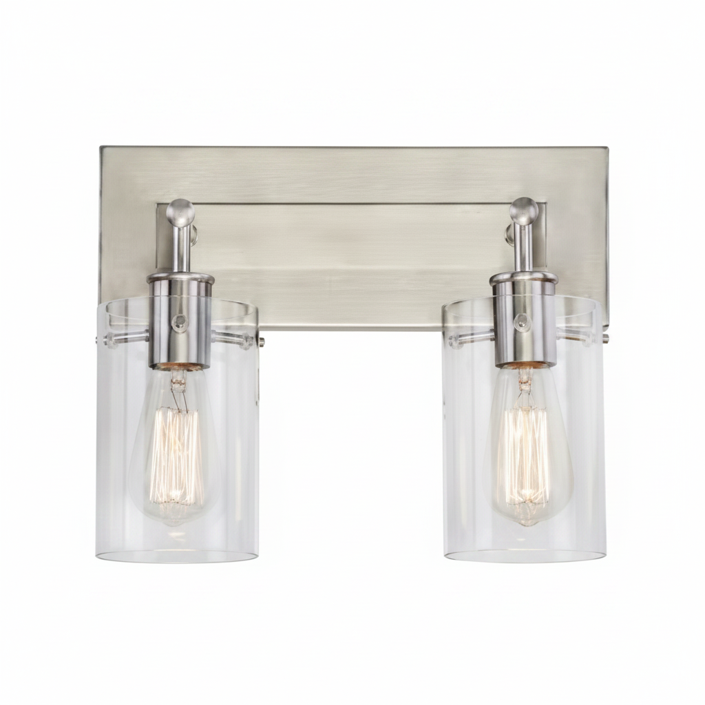 Hampton Bay 2-Light Vanity Light Fixture – Brushed Nickel Finish