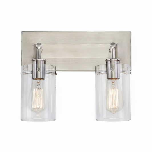 Hampton Bay Regan 2-Light Vanity Light Fixture – Brushed Nickel Finish