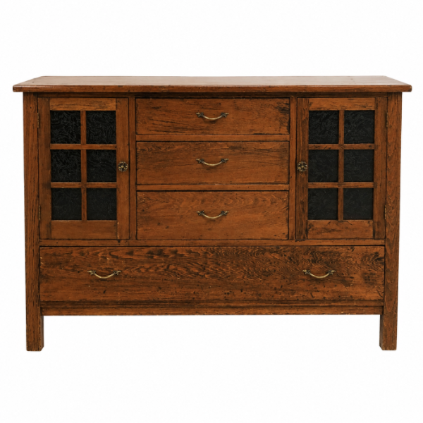 Solid Wood Sideboard Cabinet with Glass Doors