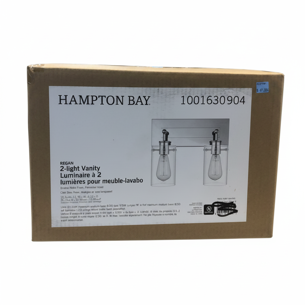 Hampton Bay 2-Light Vanity Light Fixture – Brushed Nickel Finish