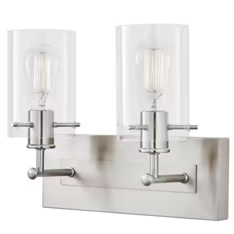Hampton Bay 2-Light Vanity Light Fixture – Brushed Nickel Finish