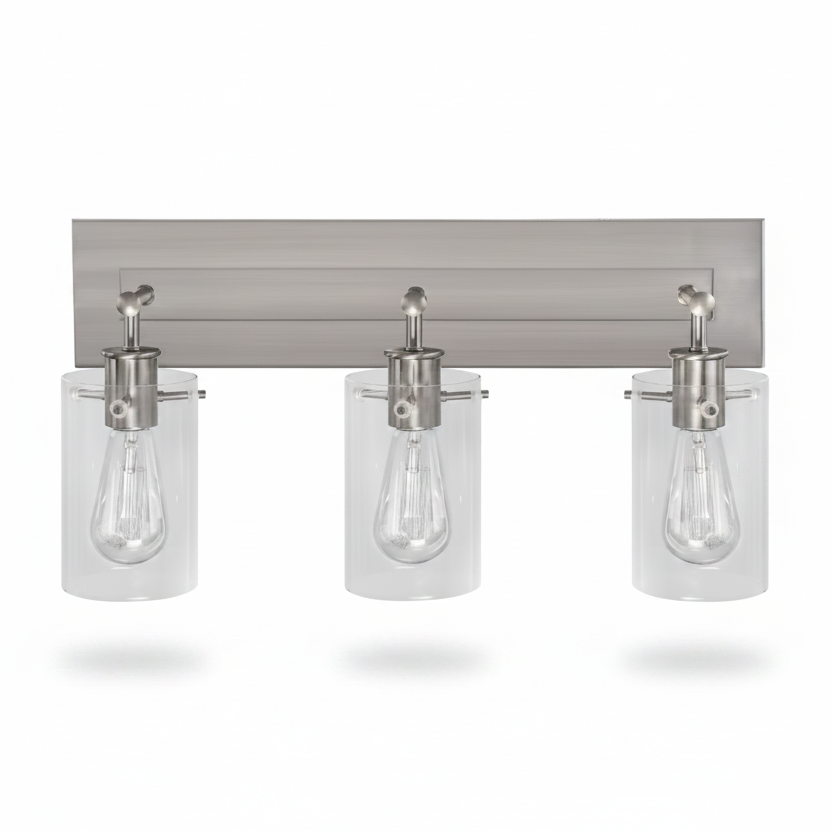 Hampton Bay Regan 3-Light Vanity Light Fixture – Brushed Nickel Finish