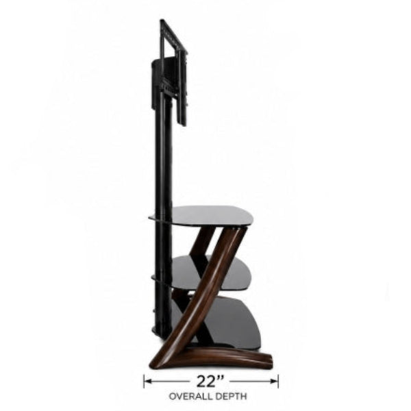 Modern TV Stand with Mount – Black Glass & Wood