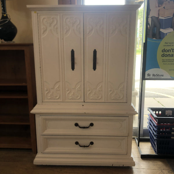 Vintage White Painted Armoire
