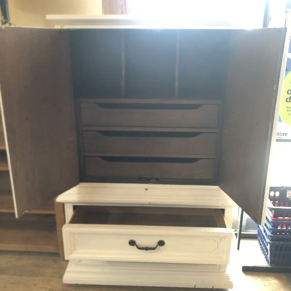 Vintage White Painted Armoire