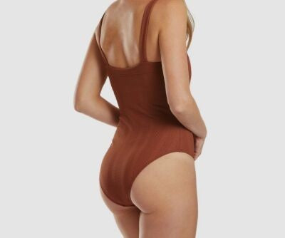 L*Space Women's Ribbed Cha Cha One Piece in Terra Cotta – Size 6 B2