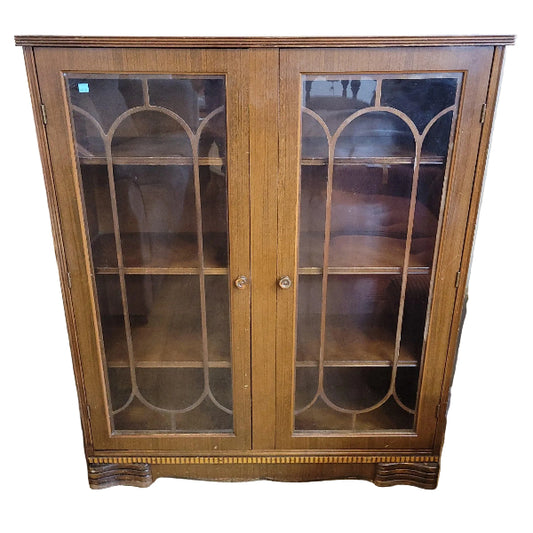 Vintage Display Cabinet with Arched Glass Doors
