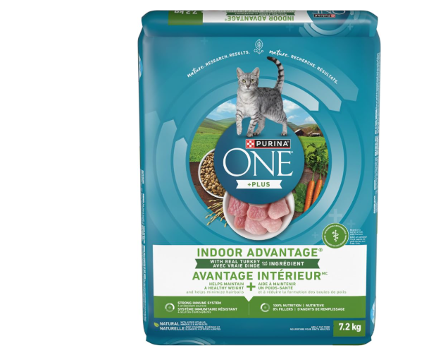 Purina ONE +Plus Dry Cat Food, Indoor Advantage Turkey - 7.2 kg Bag
