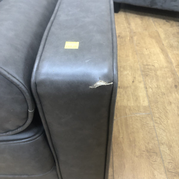 Dark Grey Faux-Leather Style Sofa