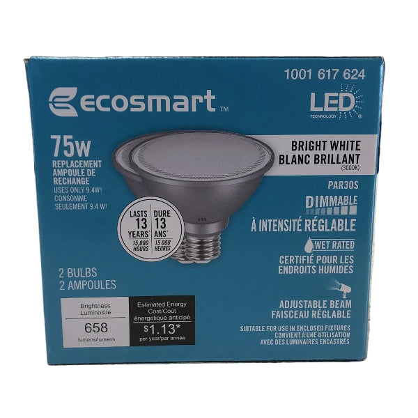 EcoSmart LED PAR30S Adjustable Beam Light Bulbs - 2 pack
