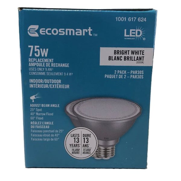 EcoSmart LED PAR30S Adjustable Beam Light Bulbs - 2 pack
