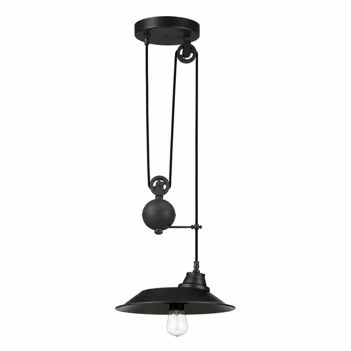 Westinghouse Iron Hill Pulley Pendant Light – Matte Black
