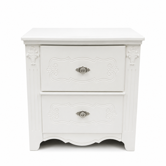 Elegant White 2-Drawer Nightstand