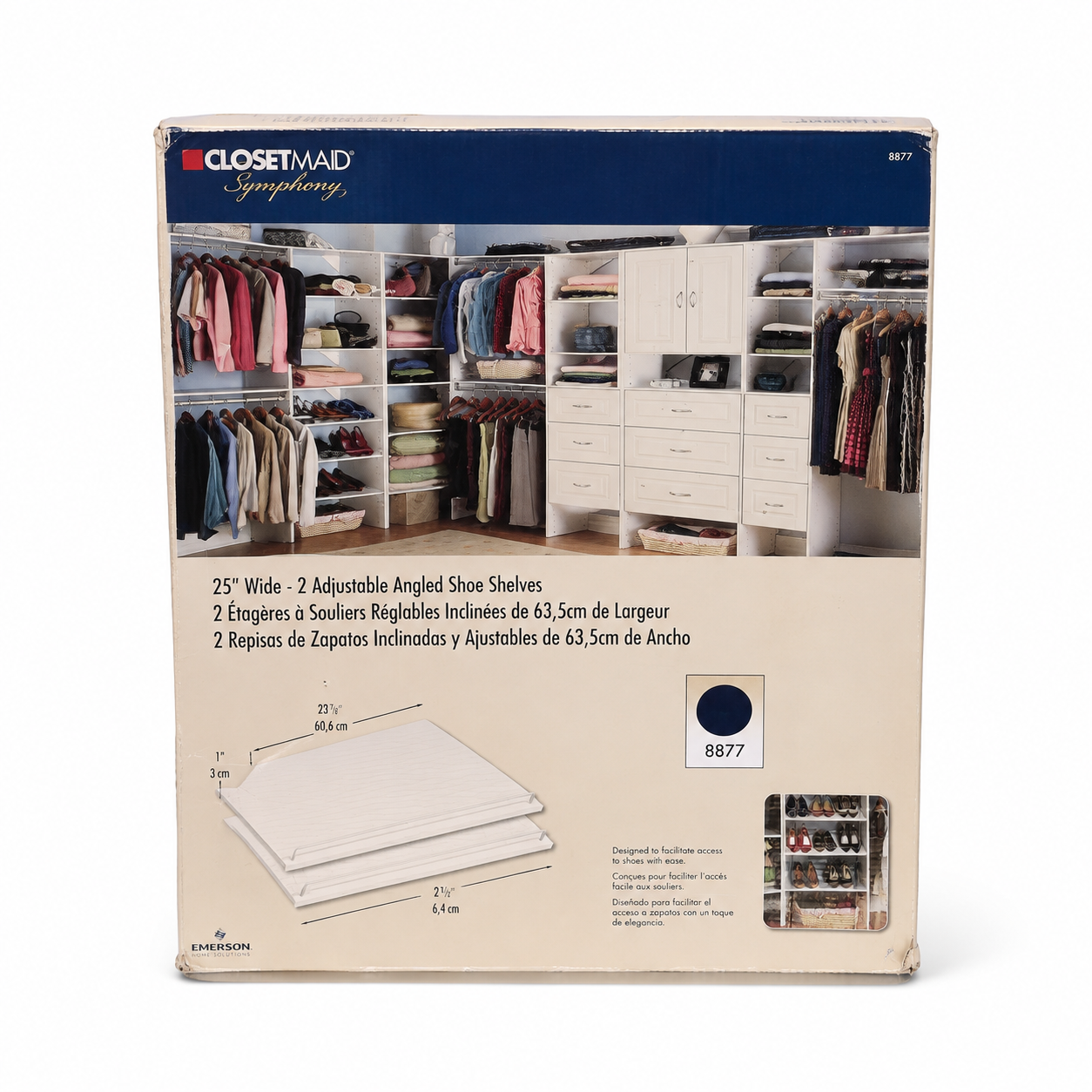 ClosetMaid Symphony Adjustable Angled Shoe Shelves – 25"