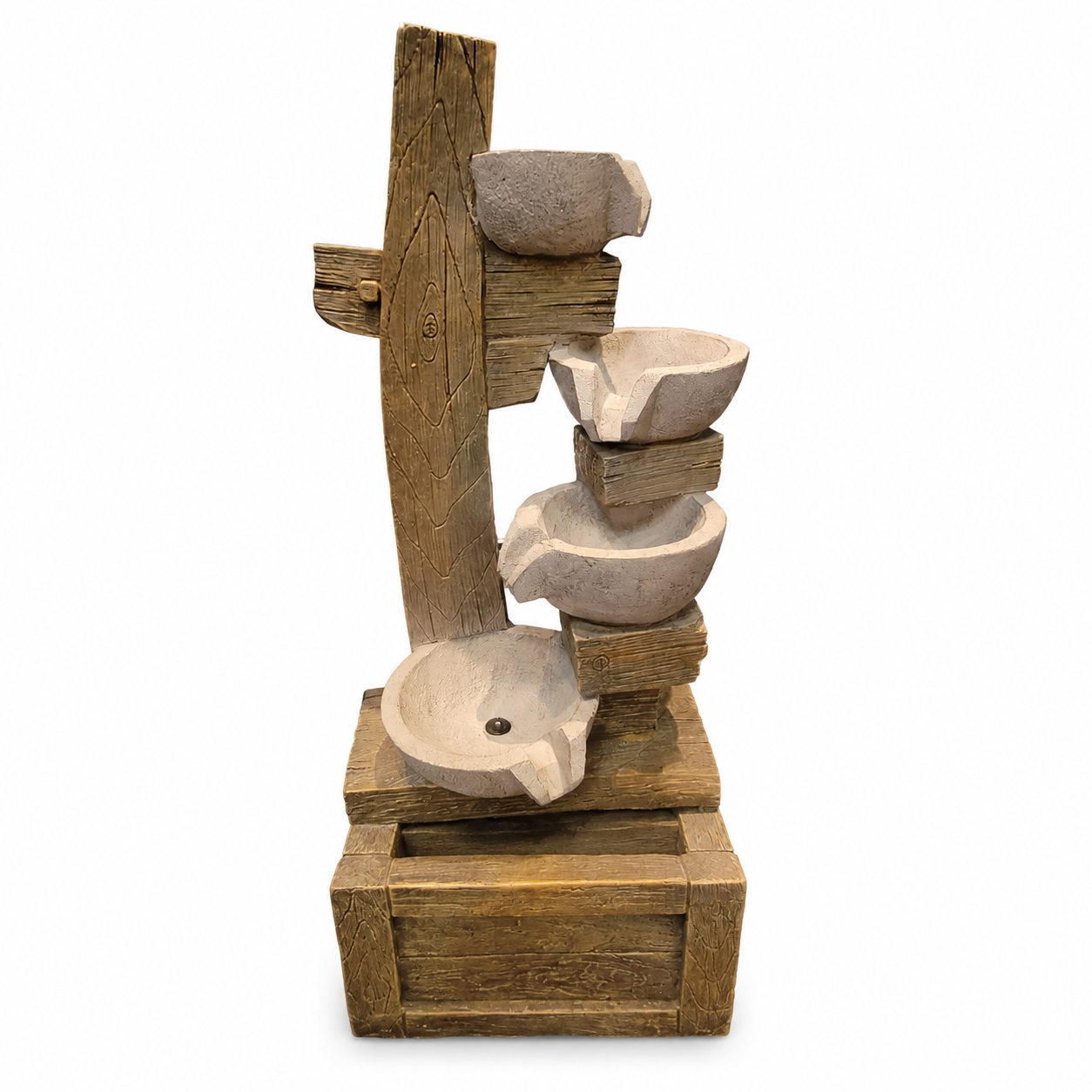 Rustic Four-Tier Cascading Water Fountain