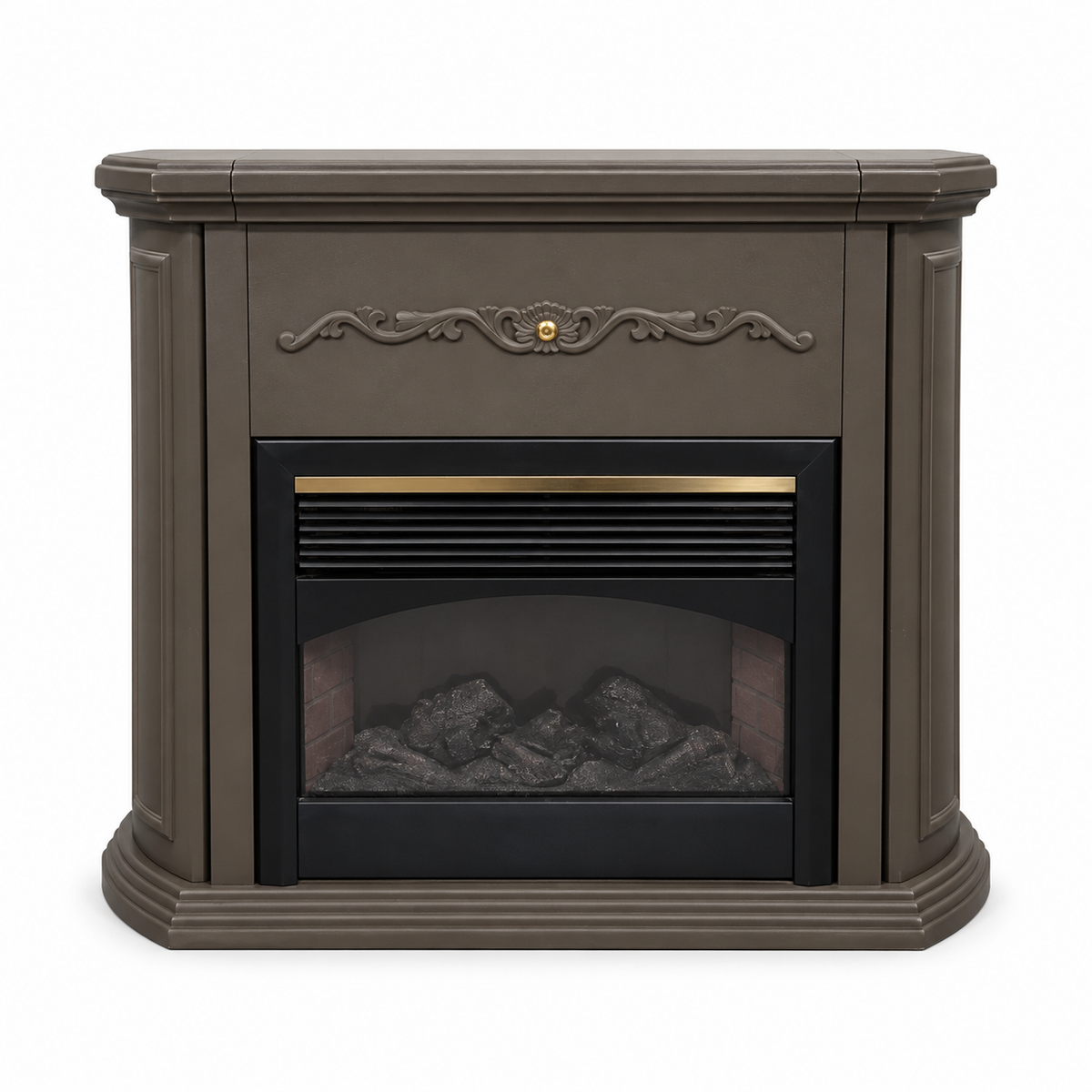 Electric Fireplace with Mantel and Hidden Storage