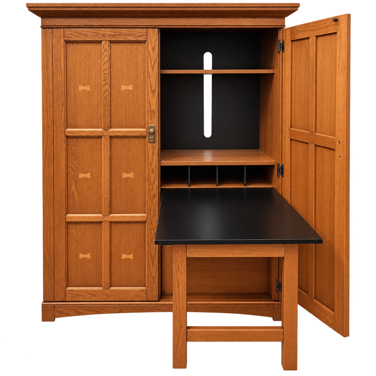 Solid Wood Secretary Armoire with Pull-Out Desk