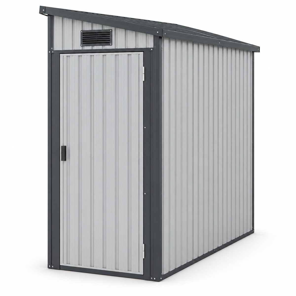 Outsunny Lean-To Metal Garden Storage Shed – Light Grey