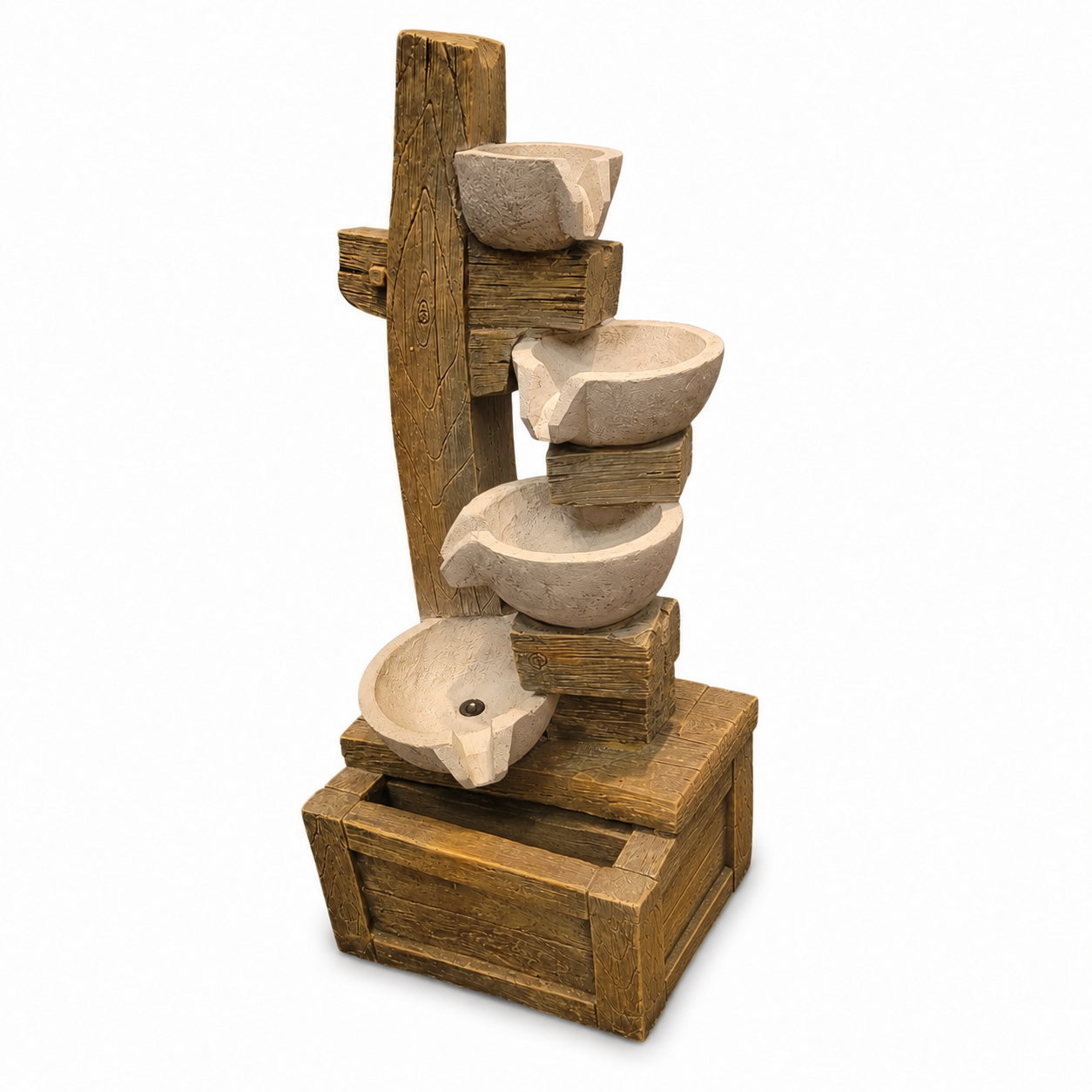 Rustic Four-Tier Cascading Water Fountain