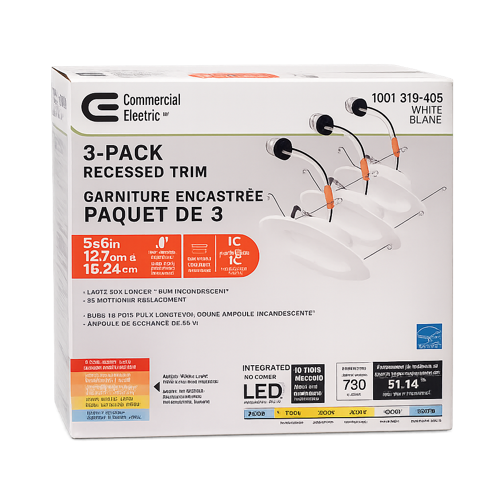 Commercial Electric 3-Pack Integrated LED Recessed Trim Lights