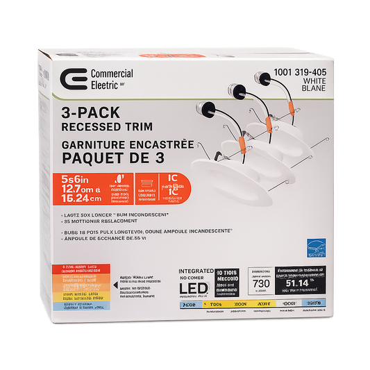 Commercial Electric 3-Pack Integrated LED Recessed Trim Lights