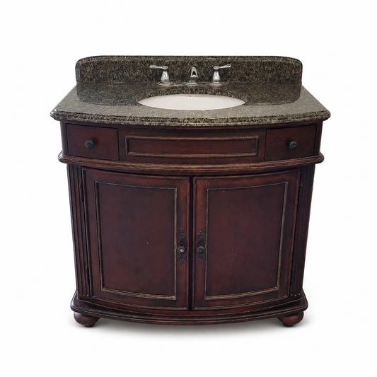 Dark Wood Bathroom Vanity with Granite Top