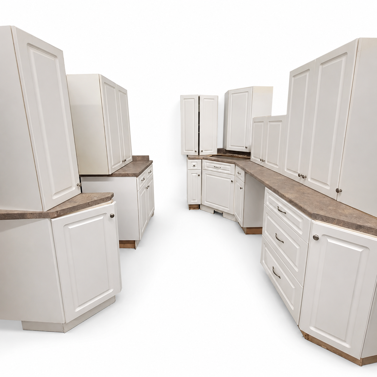 White Kitchen Cabinet Set with Countertops