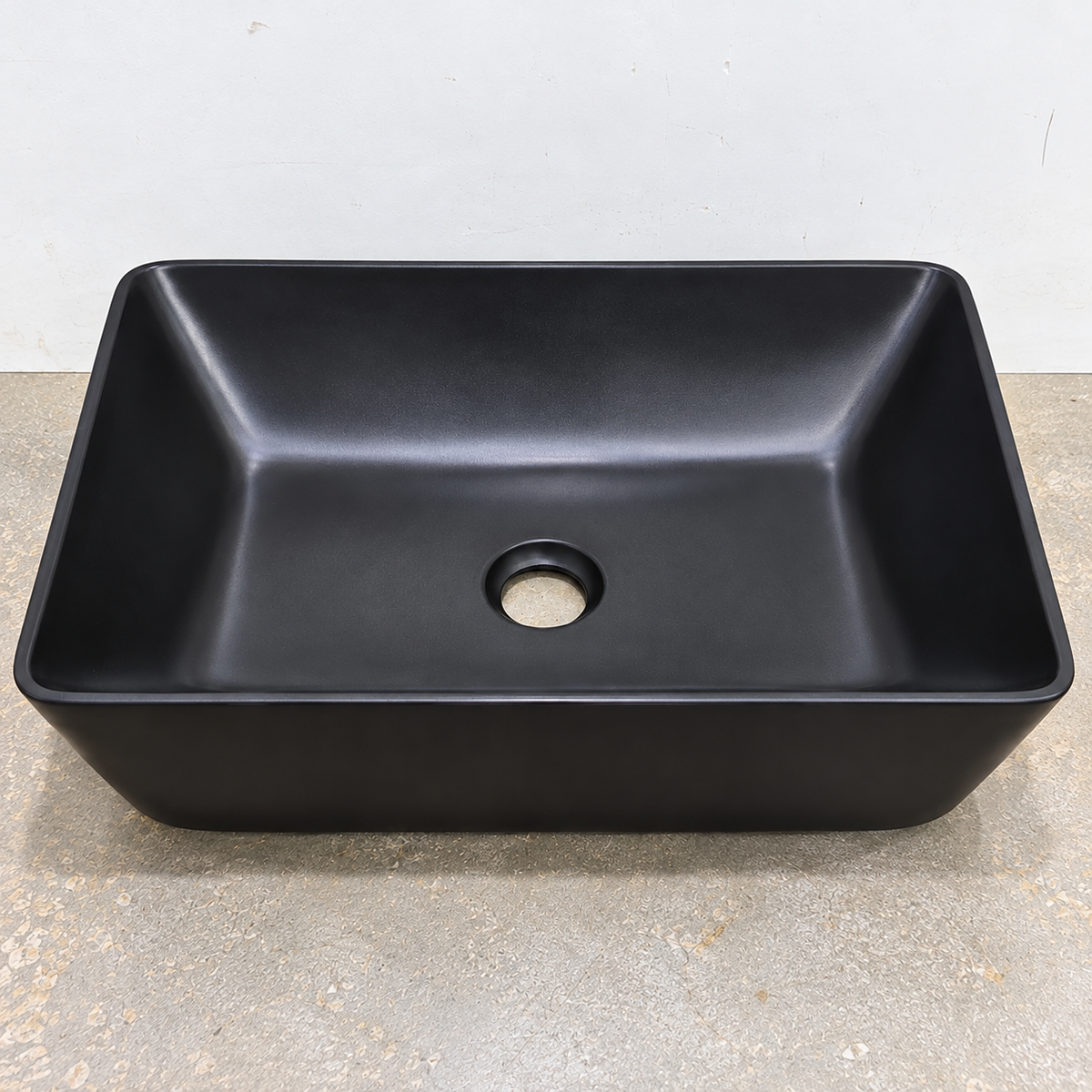 VIGO Matte Black Rectangular Glass Vessel Bathroom Sink