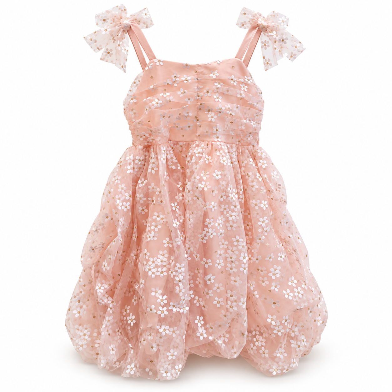 Blush Pink Floral Tulle Dress – Size 12–18 Months