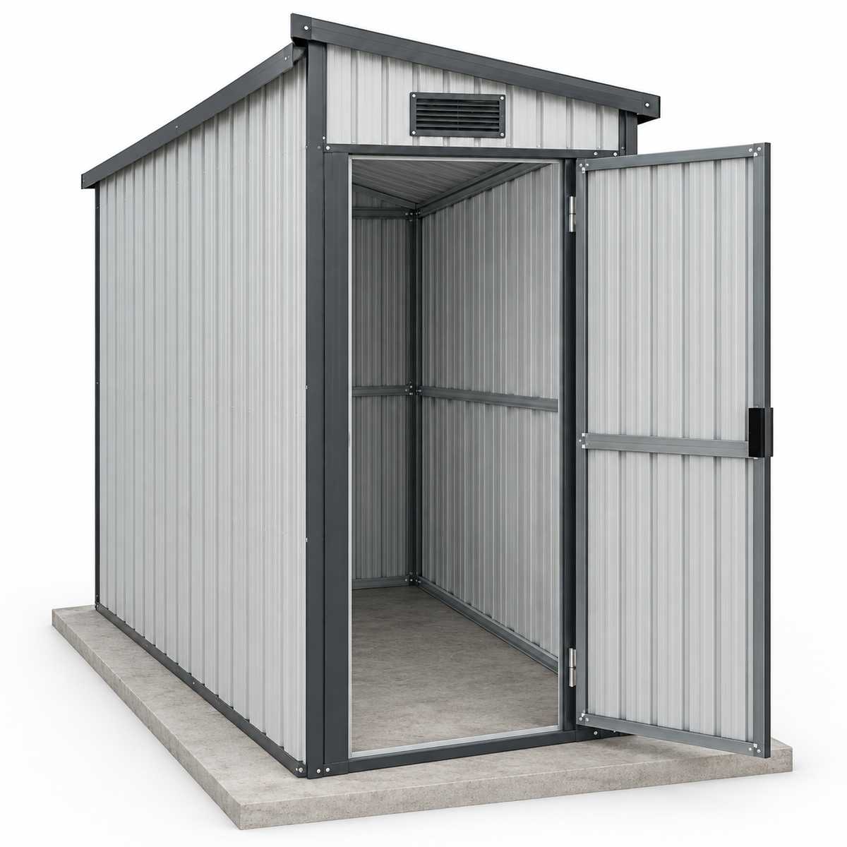 Outsunny Lean-To Metal Garden Storage Shed – Light Grey
