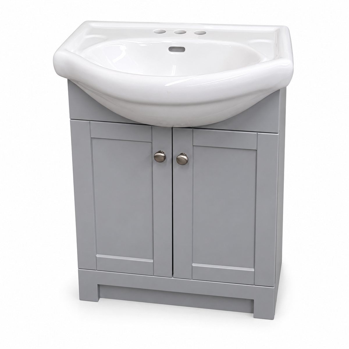 Grey Bathroom Vanity with White Ceramic Sink