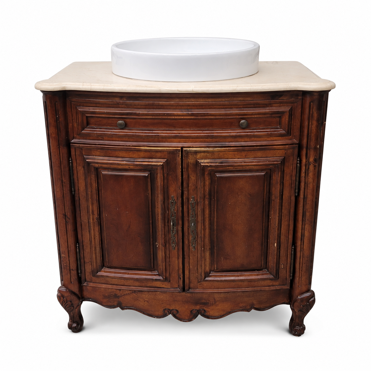 Vintage-Style Bathroom Vanity with Vessel Sink