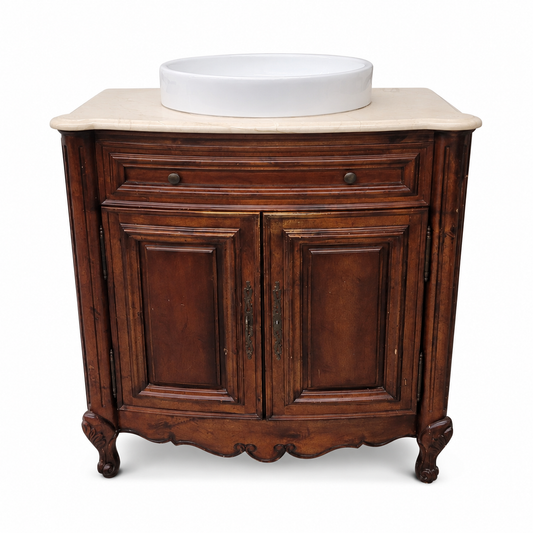 Vintage-Style Bathroom Vanity with Vessel Sink