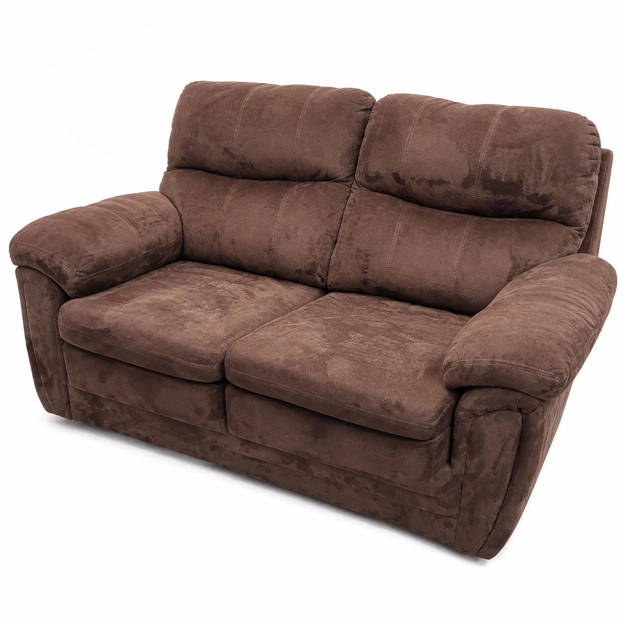 Plush Brown Upholstered Loveseat