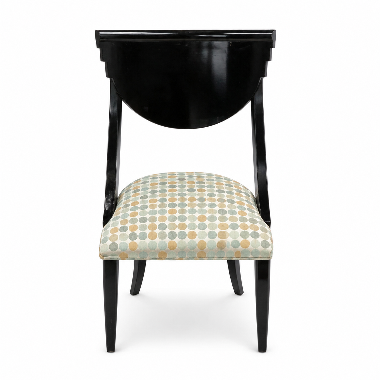 Black Wood Accent Chair with Upholstered Seat