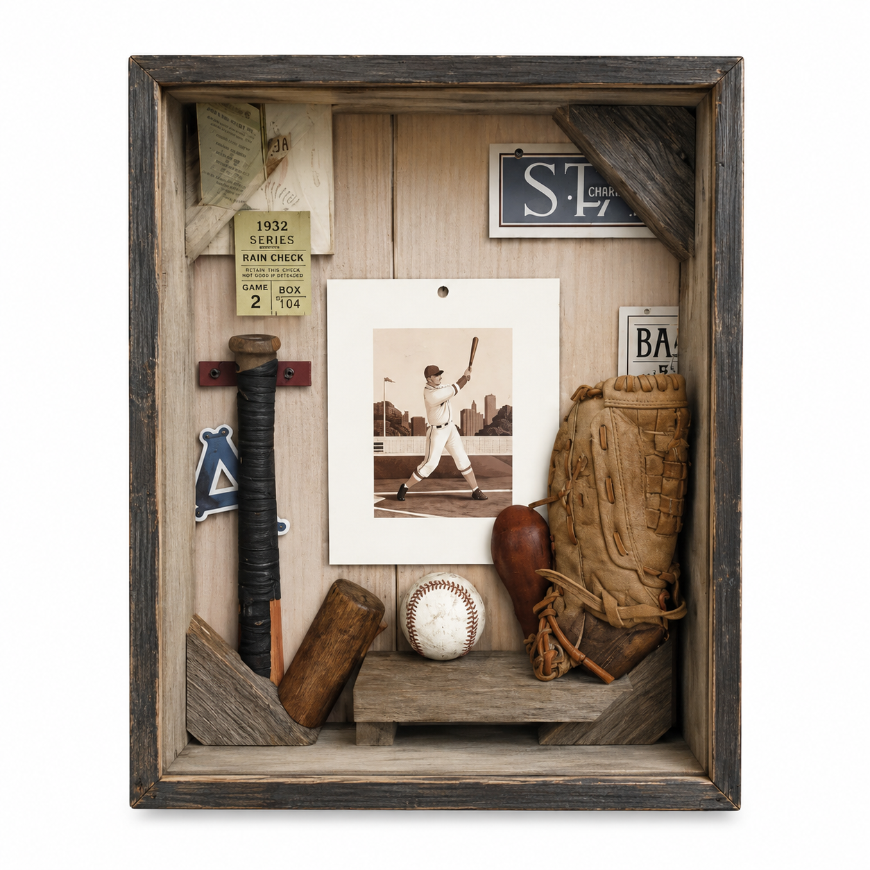 Baseball Shadow Box Wall Art