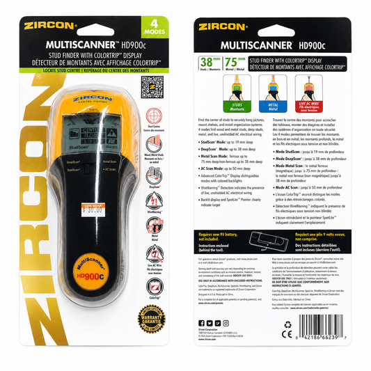 Zircon MultiScanner™ HD900C Stud Finder with ColorTrip™ Display