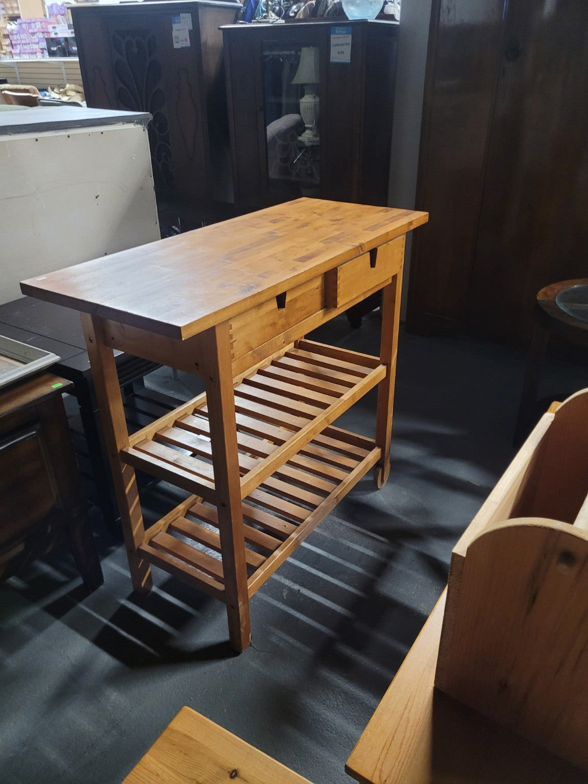 Wooden Kitchen Island with Storage