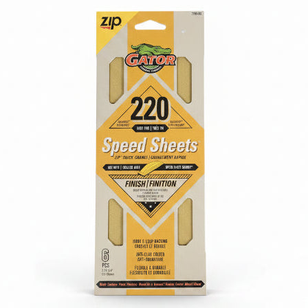 Gator Zip Speed Sheets P220 Very Fine Sandpaper – 6 Pack