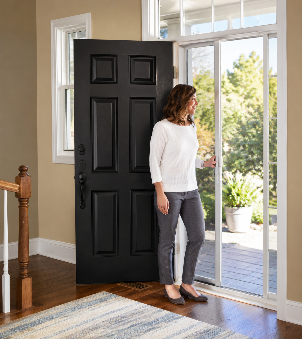 Sandtone Retractable Screen for Single Entry Door