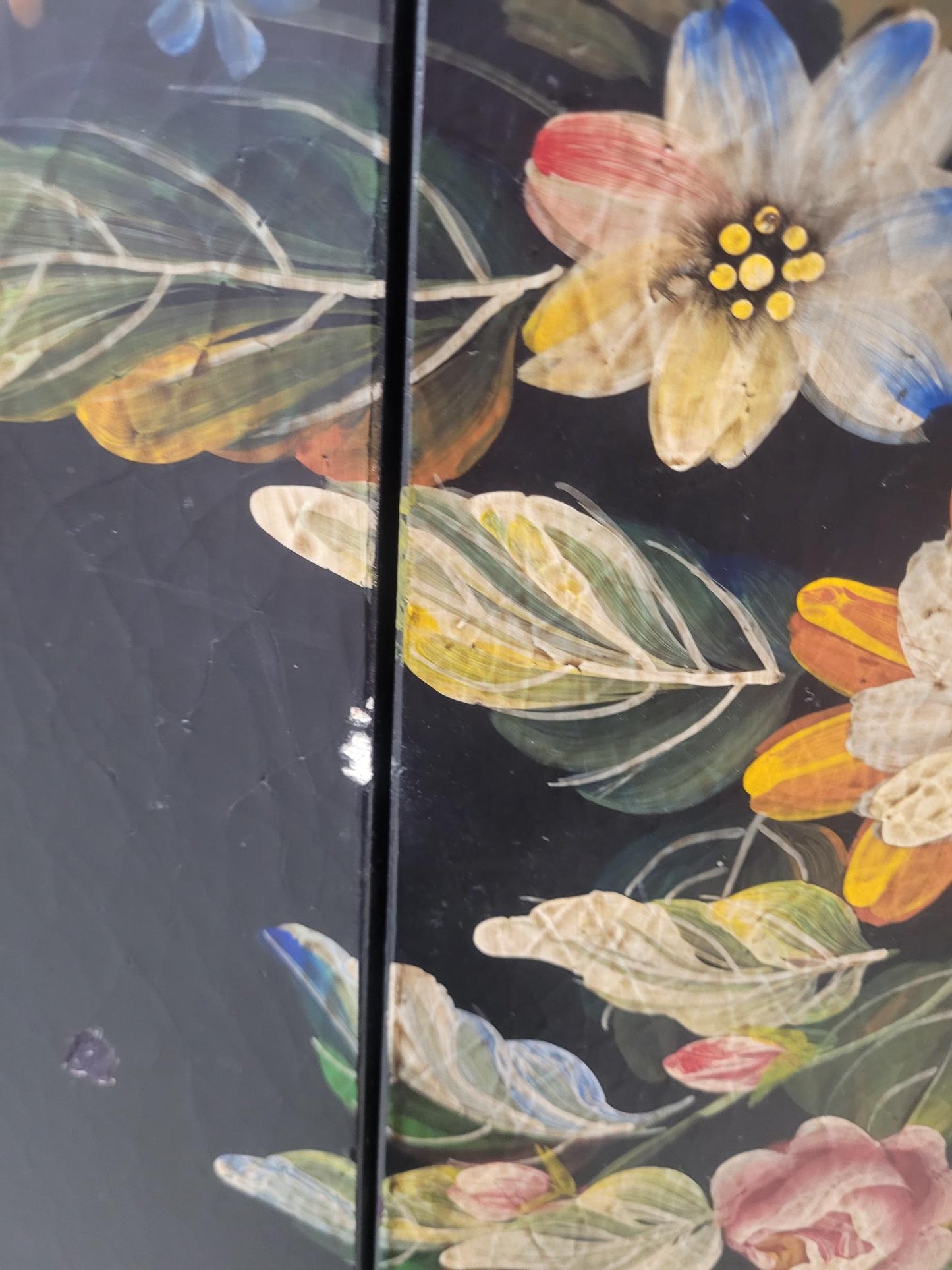 Painted Floral TV Stand / Media Cabinet