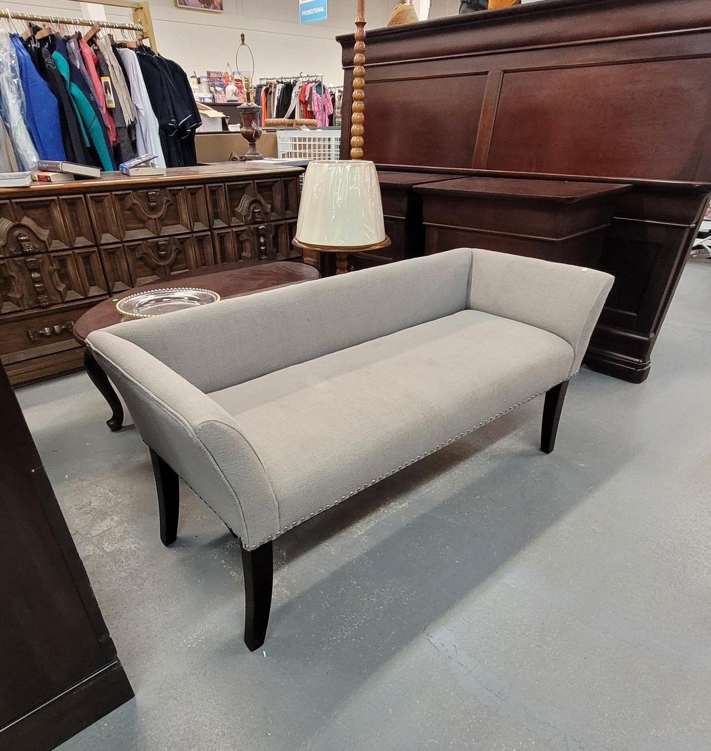 Modern Upholstered Accent Bench – Light Grey