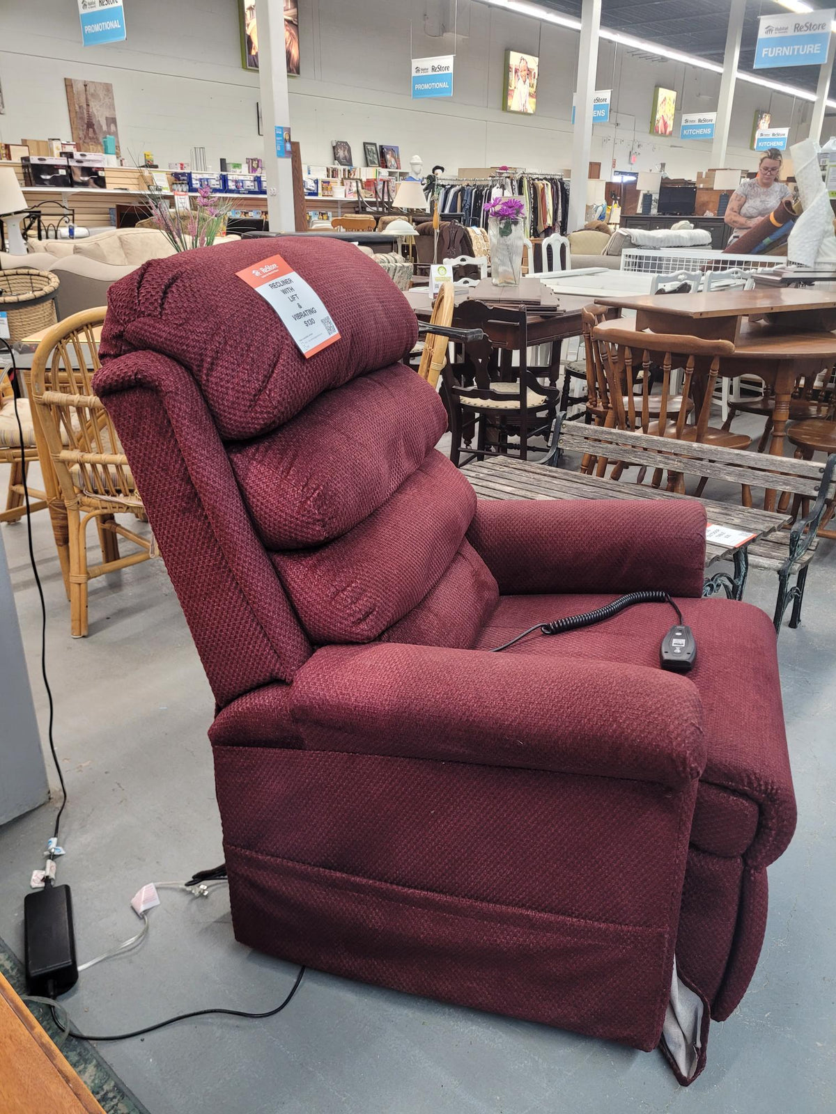 Burgundy Power Lift Recliner
