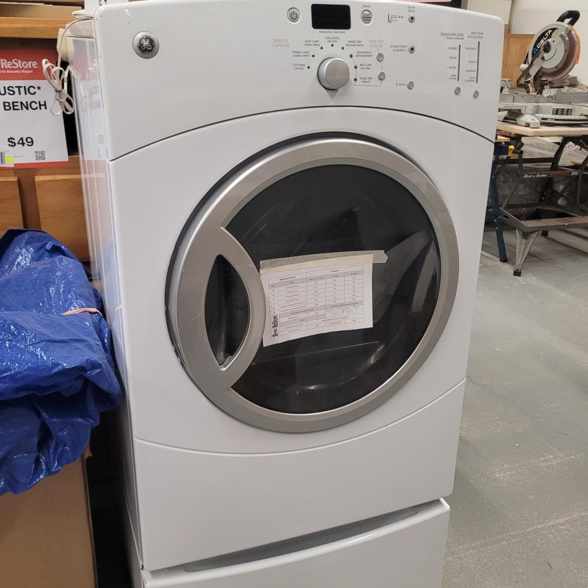 GE Front-Load Dryer with Pedestal – White