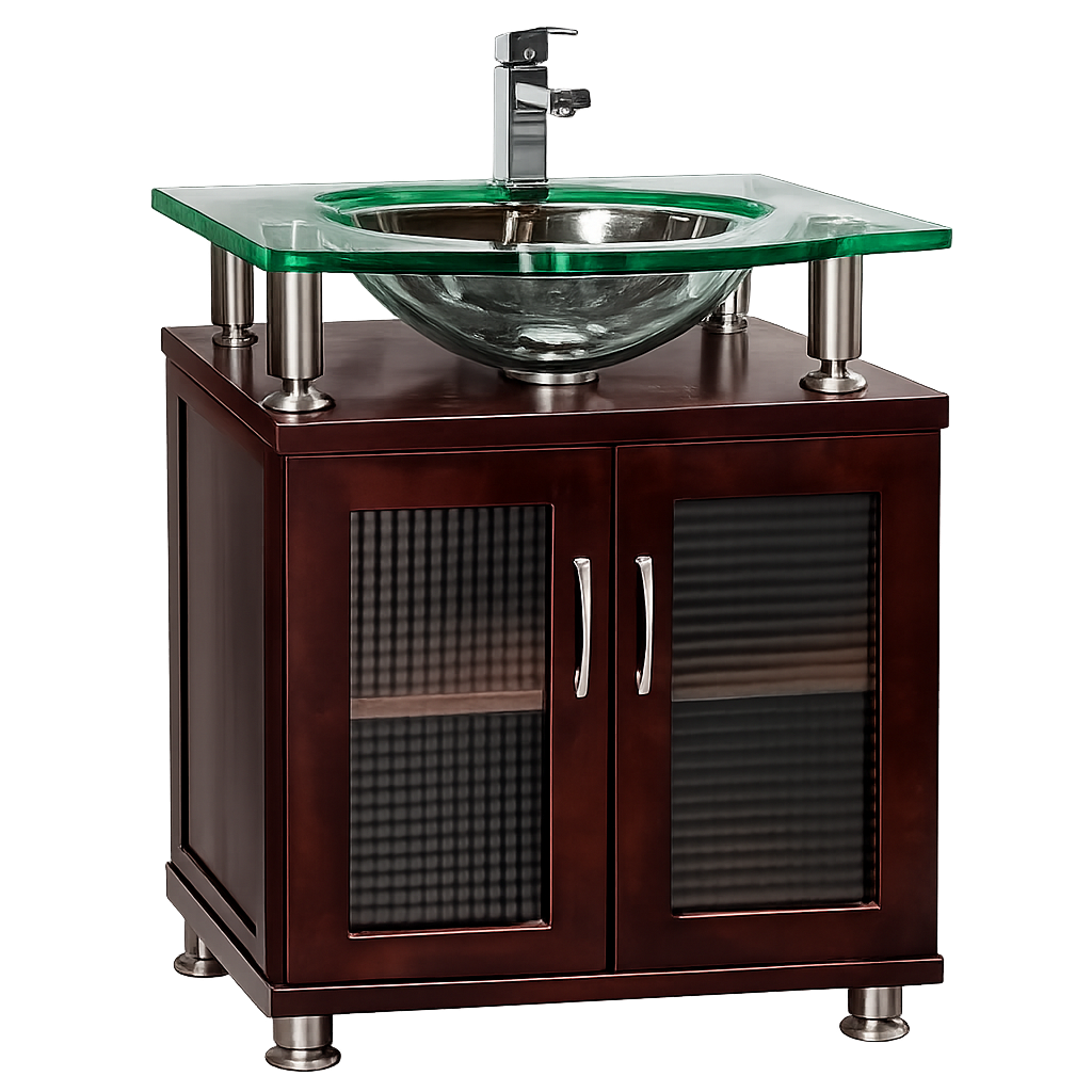 Modern Espresso Glass Vessel Sink Vanity