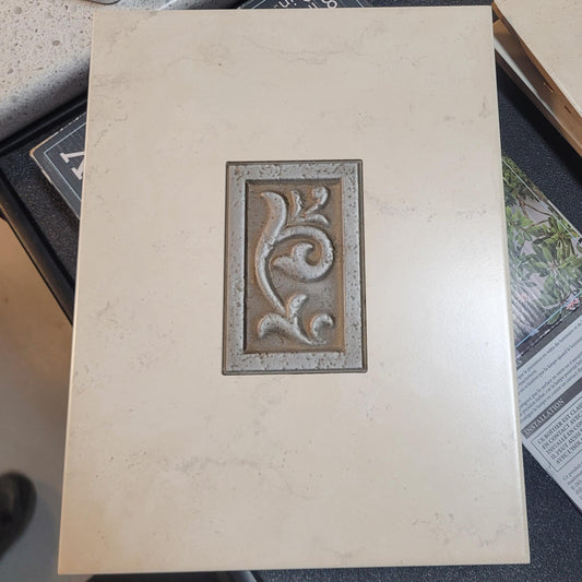 Decorative Ceramic Tile with Ornate Insert – Silver