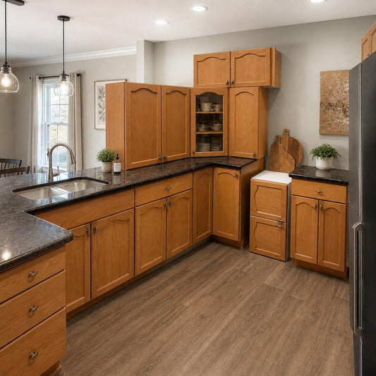 Complete Oak Kitchen Cabinet Set with Granite Countertops