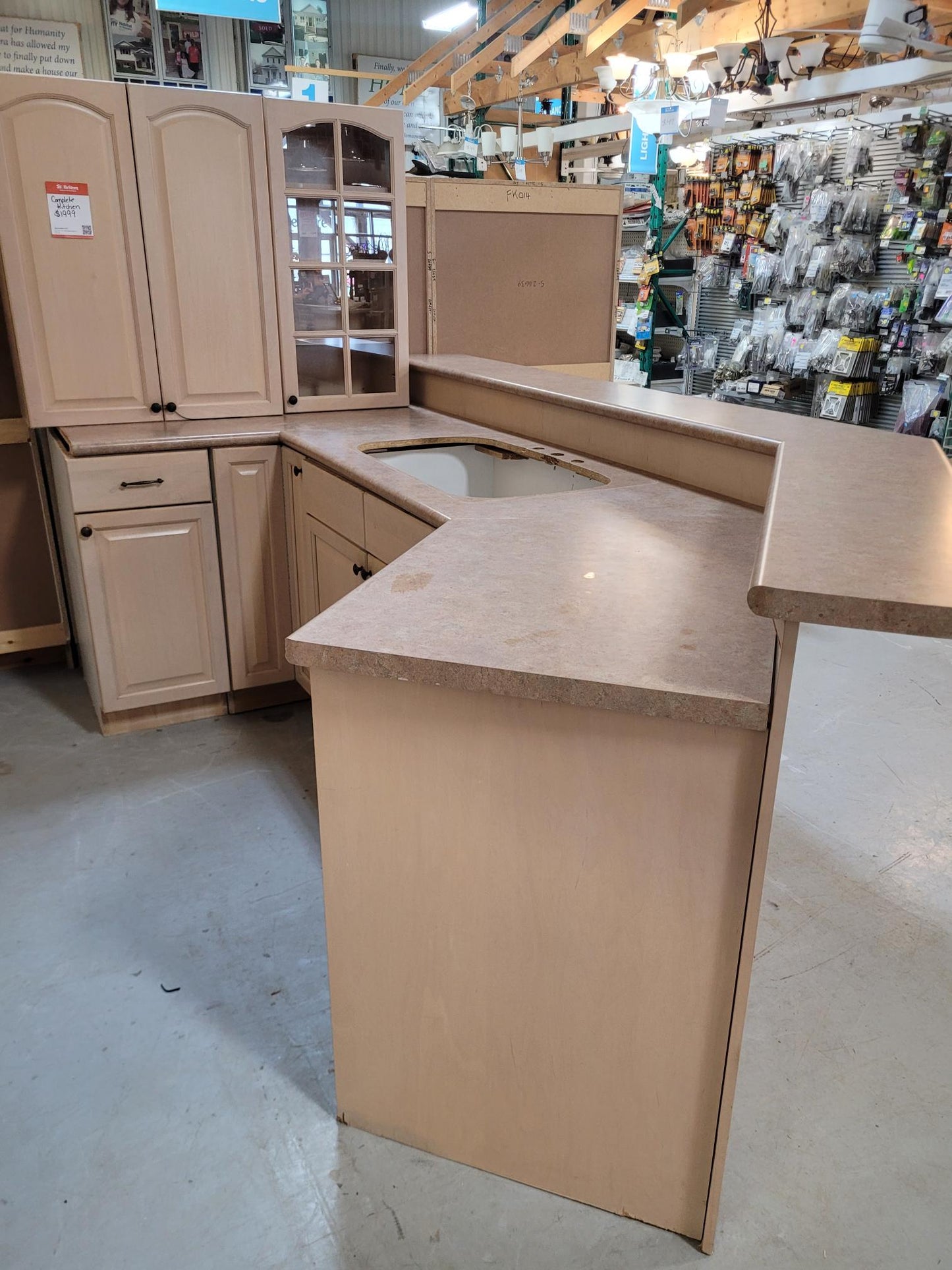 Corner Kitchen Cabinet Set with Peninsula – Cream Finish