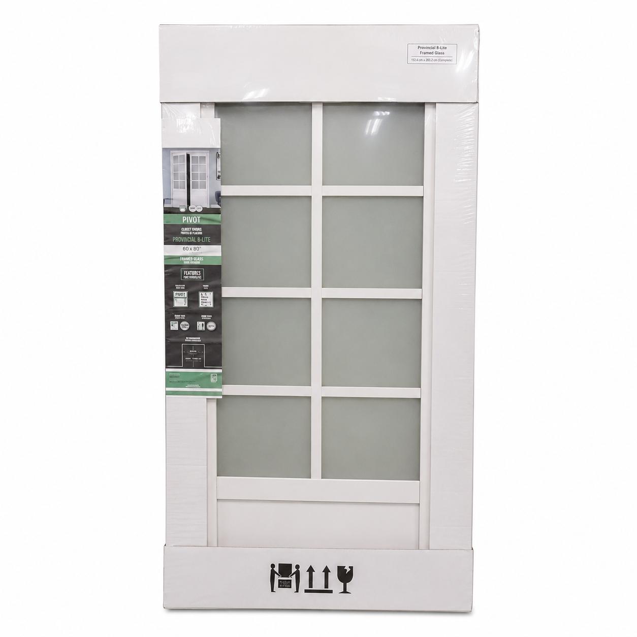 Provincial 8-Lite Framed Glass Closet Door Set – 60" x 80"