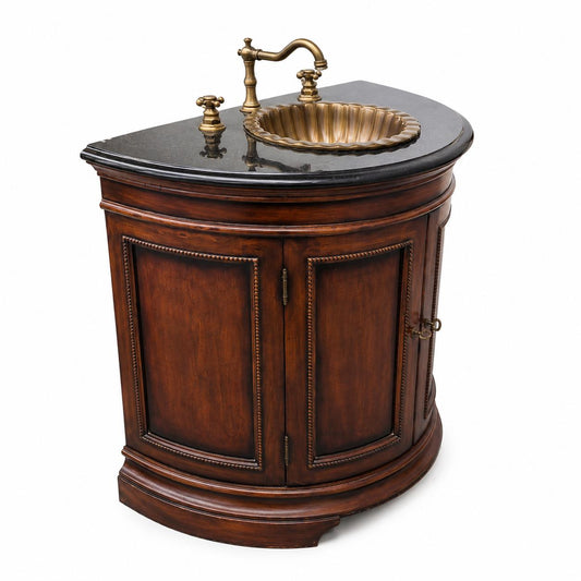 Elegant Curved Bathroom Vanity with Vessel Sink